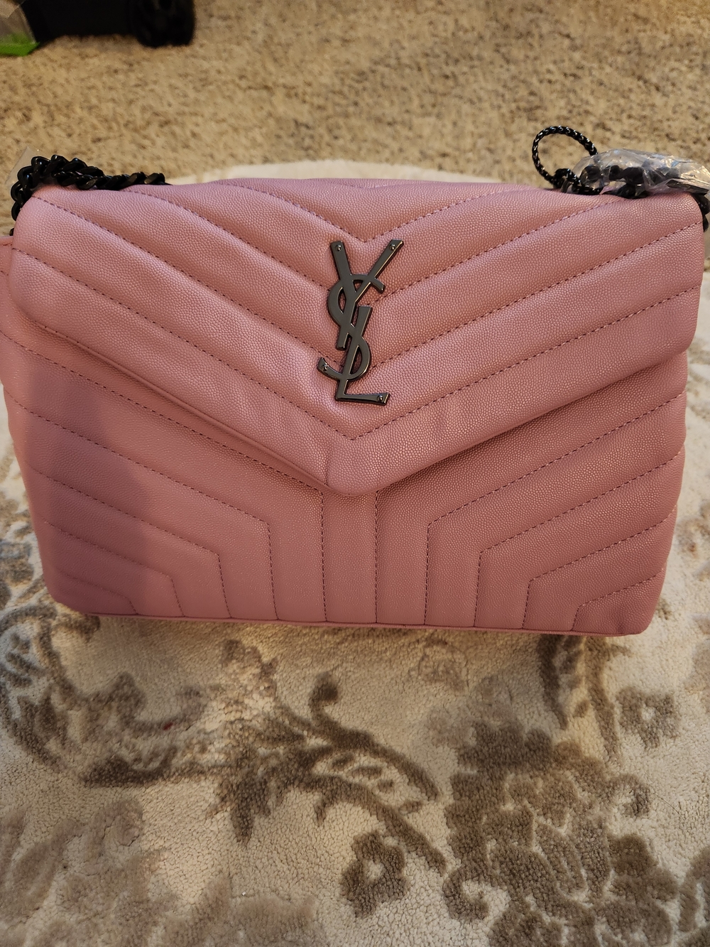 NEW Yves Saint Laurent Blush Quilted Shoulder Bag with YSL Logo